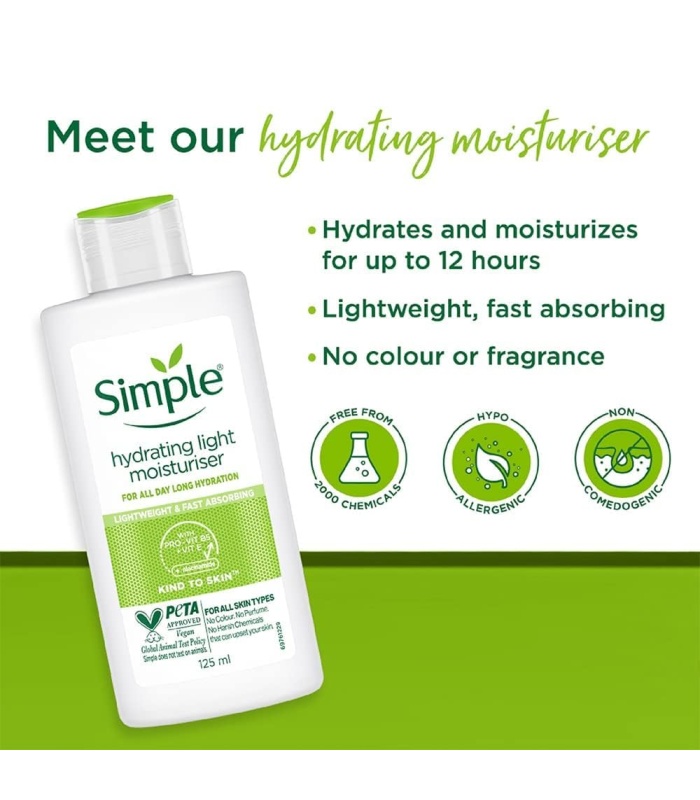 کرم آبرسان و مرطوب کننده سیمپل مدل لایت Light حجم 125 میل