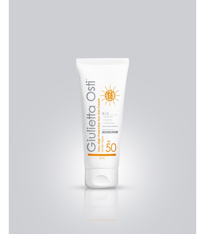 کرم ژل ضد آفتاب مناسب انواع پوست spf 50 جولیتا اُستی حجم 50 میلی لیتر