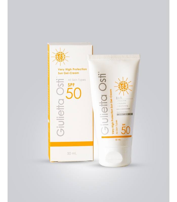 کرم ژل ضد آفتاب مناسب انواع پوست spf 50 جولیتا اُستی حجم 50 میلی لیتر