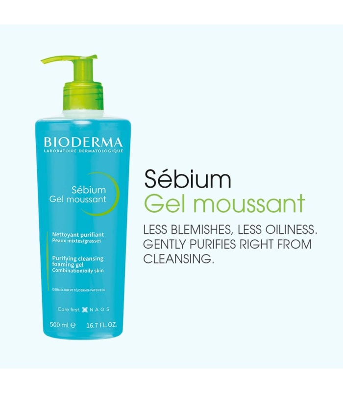 ژل شستشوی بایودرما سبیوم مناسب پوست چرب و جوشدار حجم 500 میل