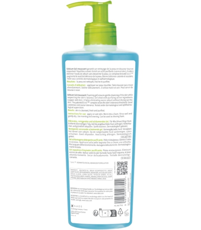 ژل شستشوی بایودرما سبیوم مناسب پوست چرب و جوشدار حجم 500 میل