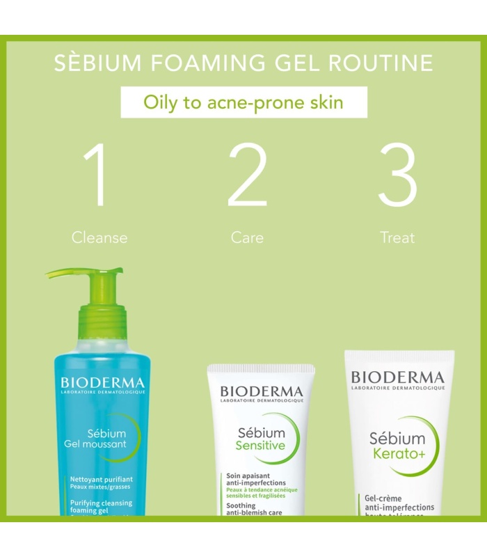 ژل شستشوی بایودرما سبیوم مناسب پوست چرب و جوشدار حجم 200میل