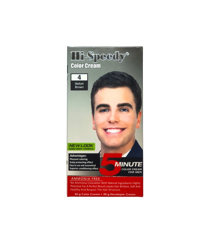 رنگ موی مردانه های اسپیدی شماره 4 hi-speedy قهوه ای متوسط