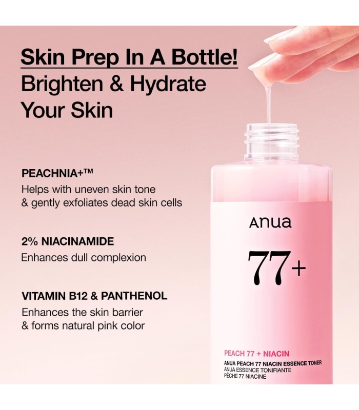 تونر اسنس هلو و نیاسینامید آنوا Anua Peach 77 Niacin Essence Toner 250Ml
