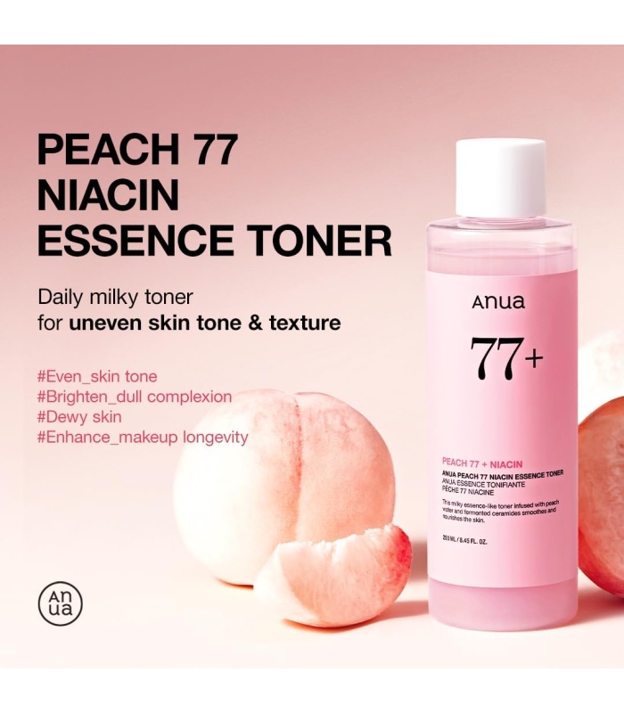 تونر اسنس هلو و نیاسینامید آنوا Anua Peach 77 Niacin Essence Toner 250Ml