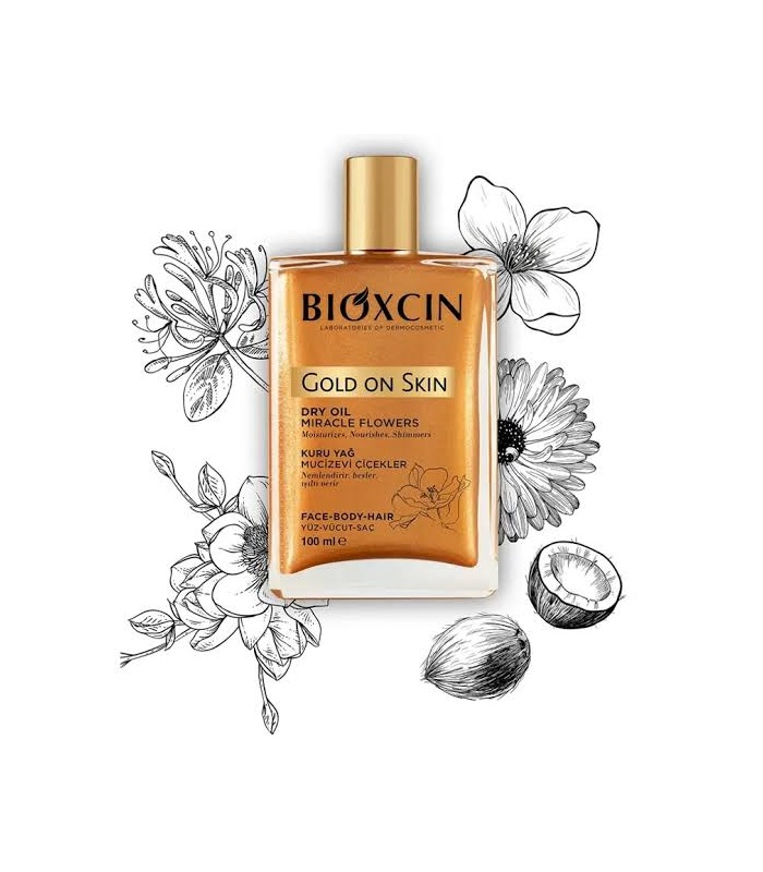 روغن بدن شاین دار بیوکسین سری gold on skin برای صورت، بدن و مو حجم 100 میل