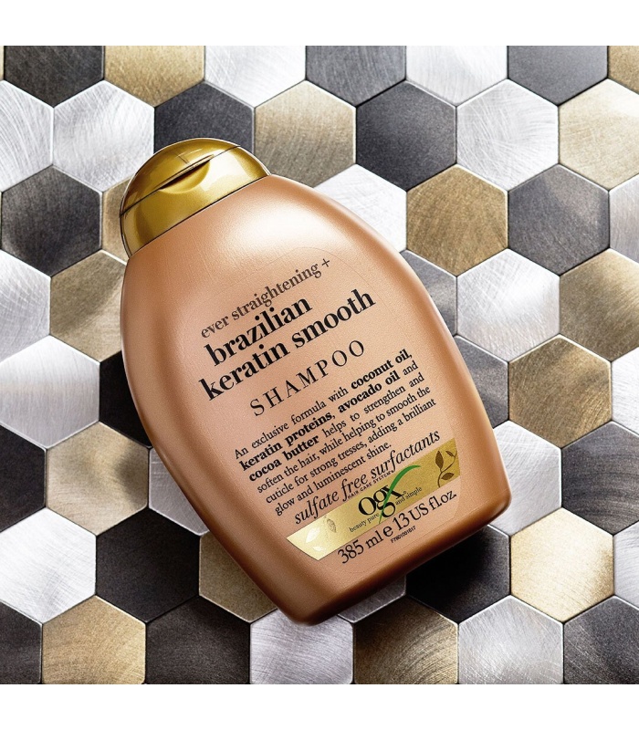 اوجی ایکس شامپو کراتین  برزیلی بدون سولفات   385 میلی لیتر