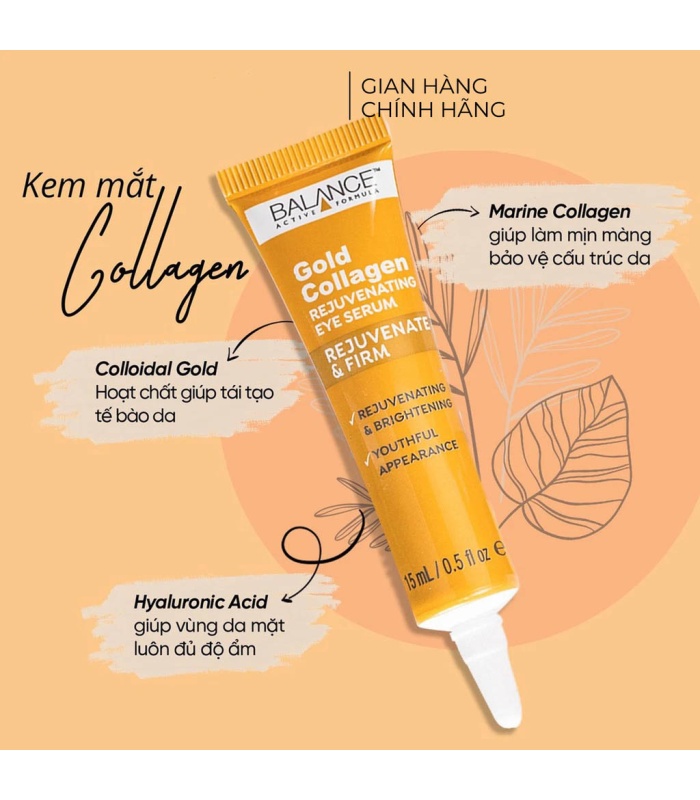 سرم دور چشم ضد چروک و روشن کننده طلا و کلاژن دریایی بالانس  ۱۵میلی لیتر