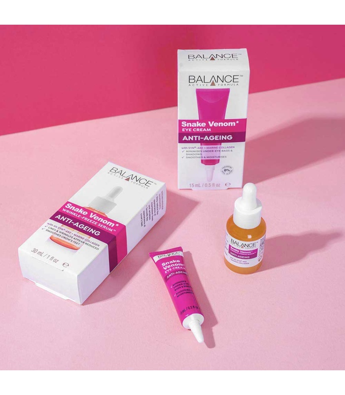 کرم دور چشم ضد چروک  و جوانساز سم مار بالانس ۱۵ میلی لیتر
