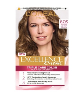 کیت رنگ مو لورآل اکسلانس شماره 6.03 قهوه ای روشن