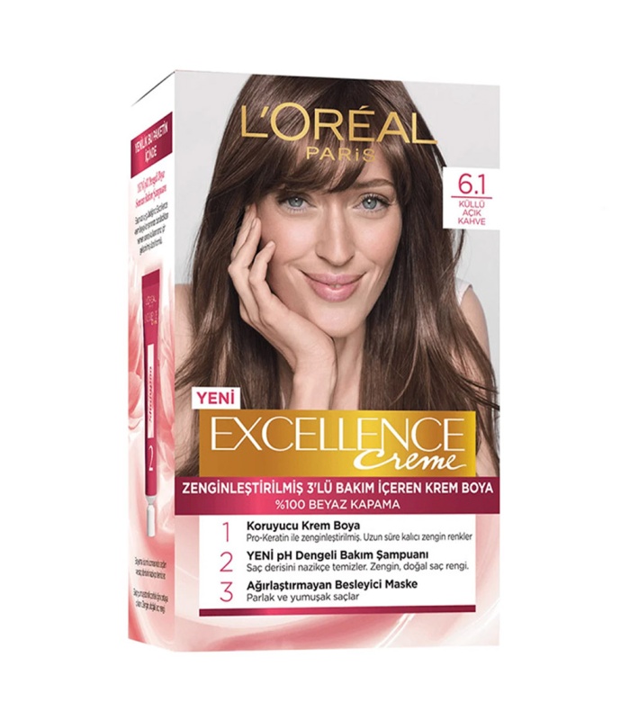 کیت رنگ مو لورآل  6.1 اکسلانس  قهوه ای دودی