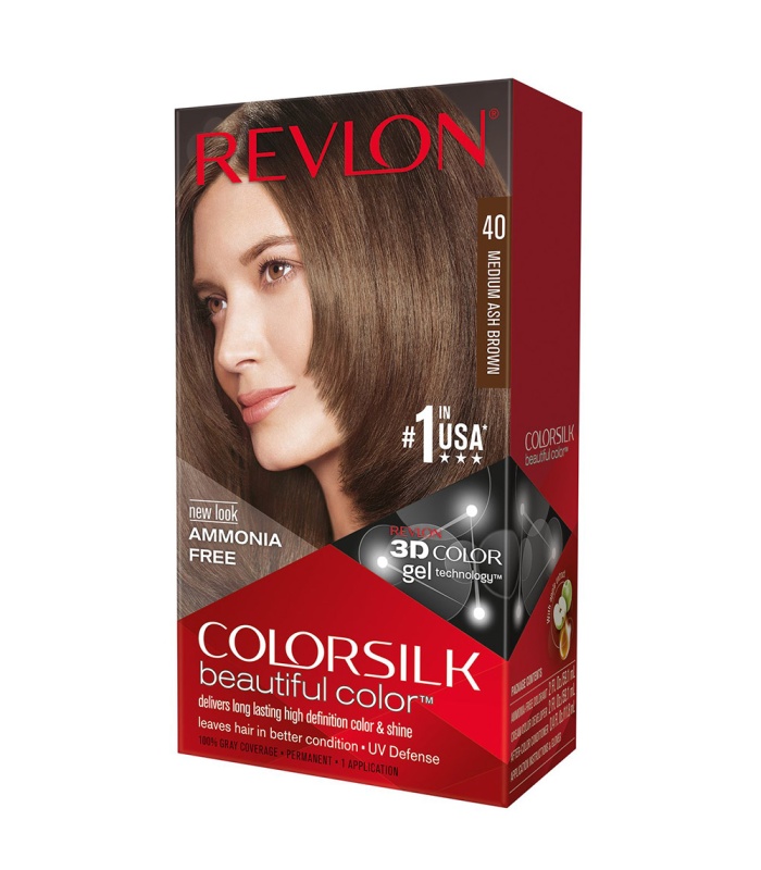 کیت رنگ مو بدون آمونیاک رولون شماره 40 قهوه ای خاکستری متوسط حجم 59 میلی لیتر