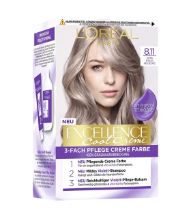 کیت رنگ مو لورآل 8.11 اکسلانس دودی نسکافه ای