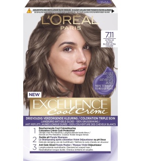 کیت رنگ مو لورآل 7.11 اکسلانس بلوند خاکستری روشن