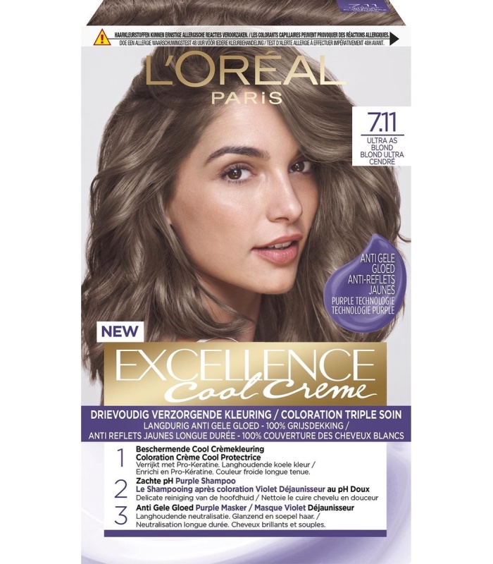 کیت رنگ مو لورآل 7.11 اکسلانس بلوند خاکستری روشن