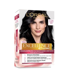 کیت رنگ مو لورآل 1.01 Excellence مشکی طبیعی