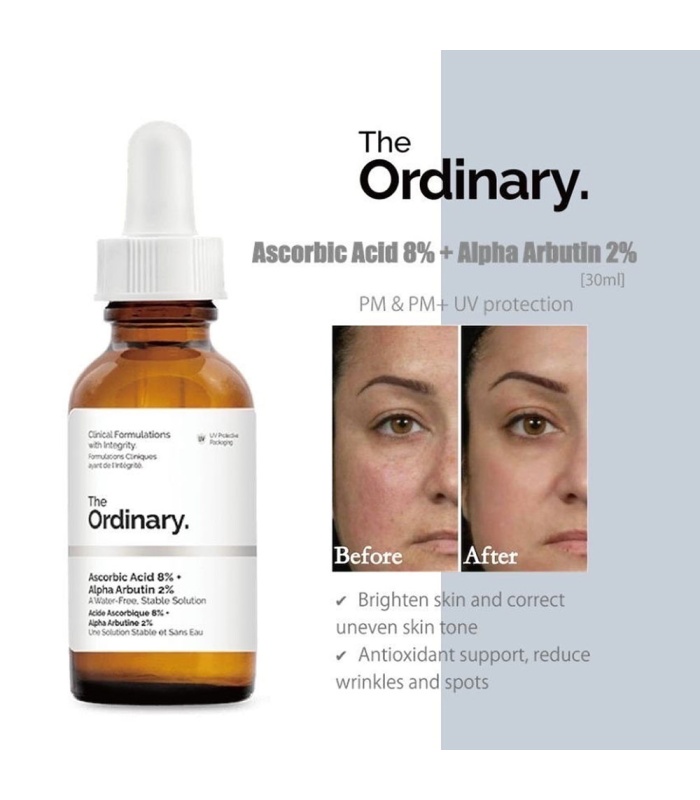 سرم اسکوربیک ۸% و آلفا آربوتین ۲% اوردینری the ordinary Ascorbic Acid 8% + Alpha Arbutin 2%