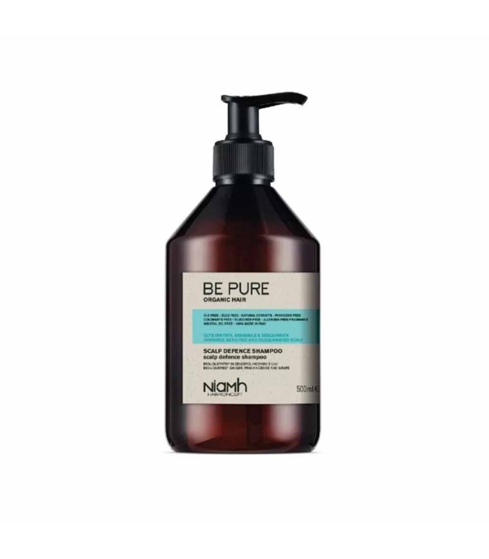شامپو ضد حساسیت و شوره کف سر بدون سولفات بی پیور (BePure)مدلScalp  Defence حجم 500 میلی لیتر