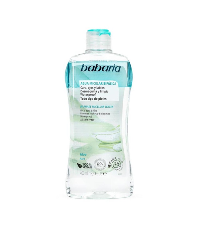 میسلار واتر چشم صورت لب دوفاز مدل آلوورا Agua micelar aloe vera باباریا 400 میلی لیتر
