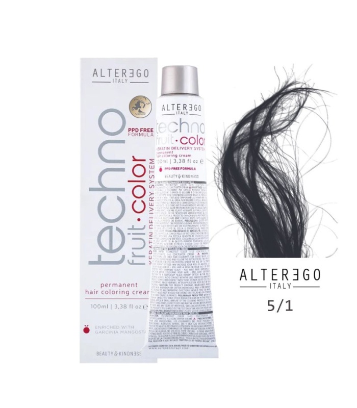 رنگ مو تکنو آلترگو ۵.۱ دودی قهوه‌ای روشن طبیعی (Alterego Techno)